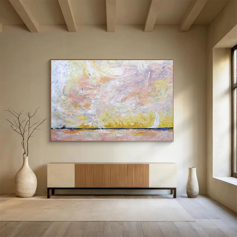 “Pastel Sky Abstract Landscape” - Abstract Painting On Canvas DKS564