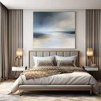 Soft Blue and Gray, "Misty Ocean" – Abstract Seascape Painting On Canvas PS0939