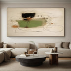 “Green - Black - Brown Abstract Lines” - Green, Black, Brown, White Abstract Painting On Canvas PS0518