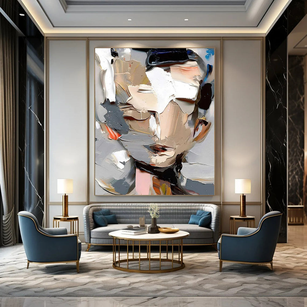 “Abstract Fragmented Face” - Bold Figurative Painting On Canvas DS320