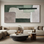 “Pastel Shape Mix” - Green, Gray, Purple Abstract Geometric Painting On Canvas PS0392