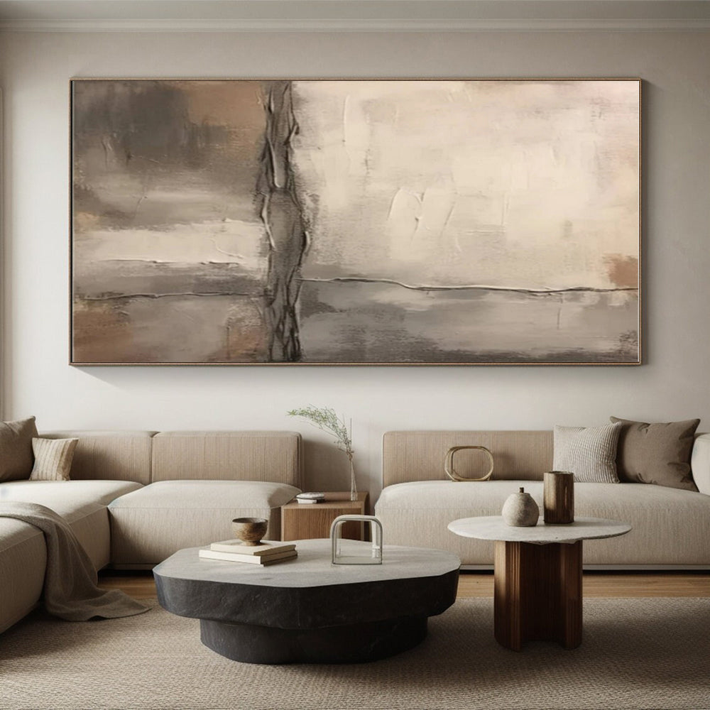 “Neutral Grid Textures” - Neutral Tones Abstract Minimalist Painting On Canvas PS0711