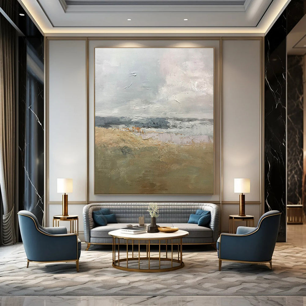 “Soft Toned Landscape Abstract” - Impressionistic Abstract Painting On Canvas PT1956