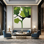 “Green and White Minimalist Tree” - Geometric Botanical Painting On Canvas PT2254