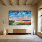 Starry Sunset Over Flower Field Landscape Painting On Canvas DKS122