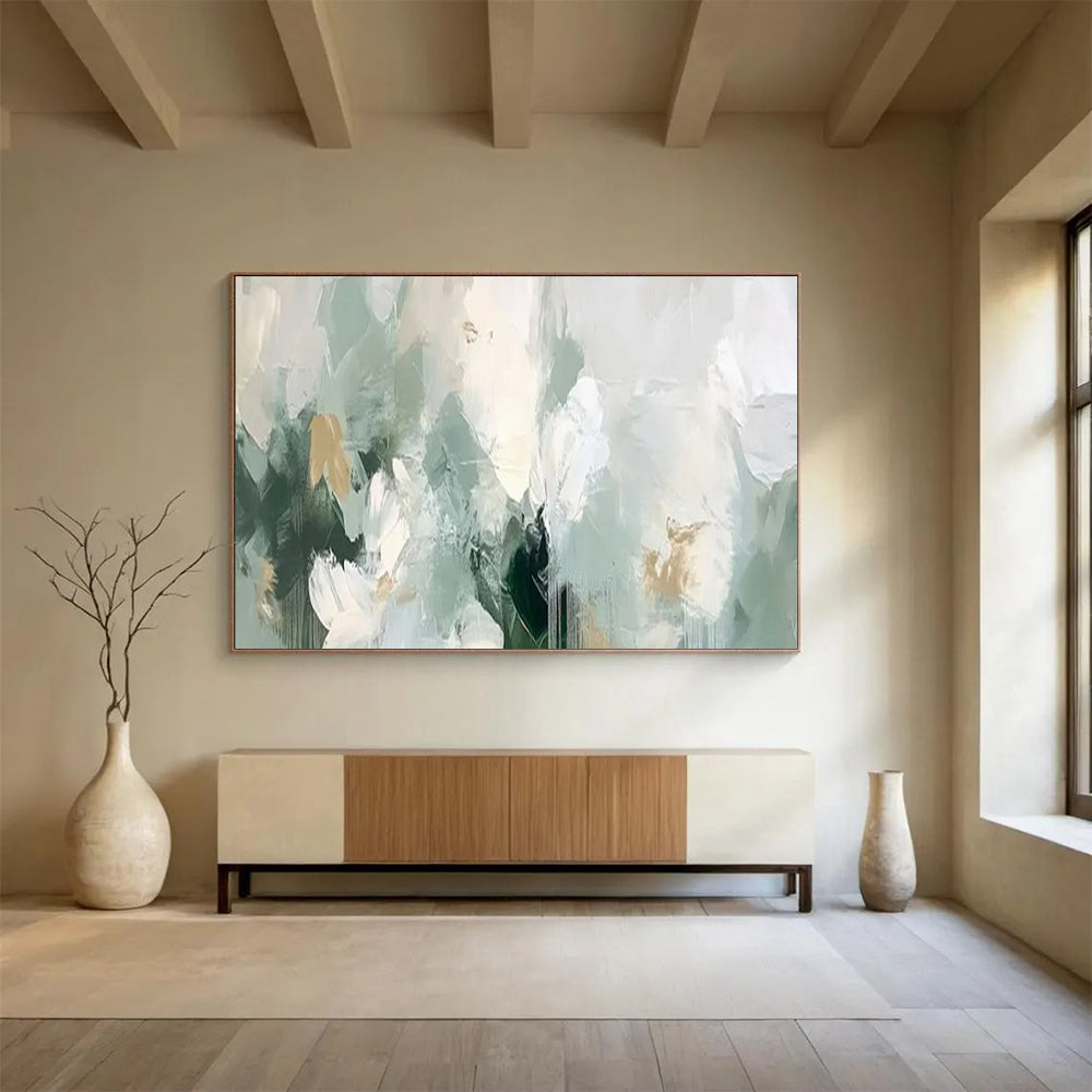 “Soft Greens & Abstract Brushstrokes” - Abstract Landscape - Inspired Painting On Canvas PT1693