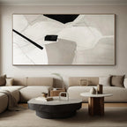 “Black - White Geometric Abstraction” - Black, White Abstract Geometric Painting On Canvas PS0559