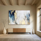 “Blue And Gold Abstract” - Luxe Abstract Painting On Canvas DKS507