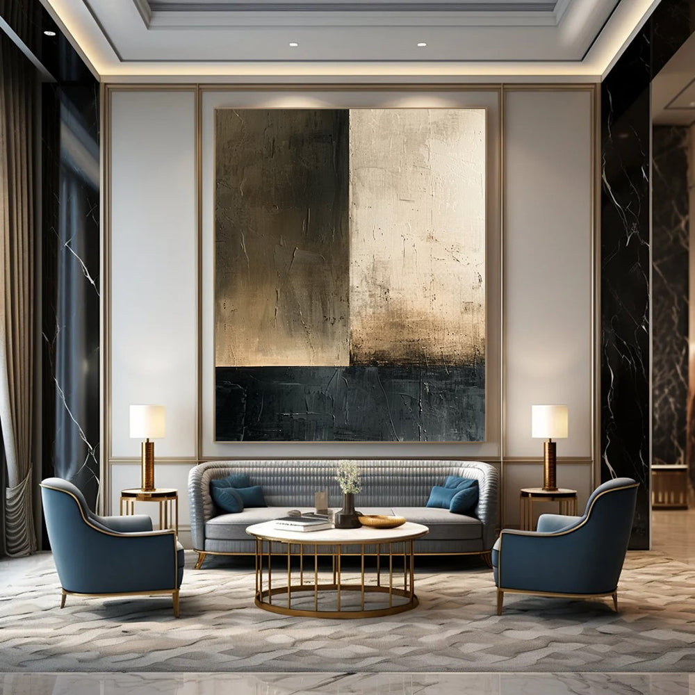 “Brown - Black Minimalist Blocks” - Minimalist Abstract Painting On Canvas DS016