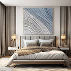 Gray, Blue with Wavy Textures "Ocean Ripple" Abstract Painting On Canvas PS1431
