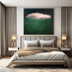 Green, Pink with Floating Cloud "Surreal Touch" Abstract Painting On Canvas PS1442