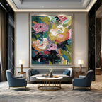 “Vibrant Flower Abstract” - Abstract Expressionist Floral Painting On Canvas PT1355
