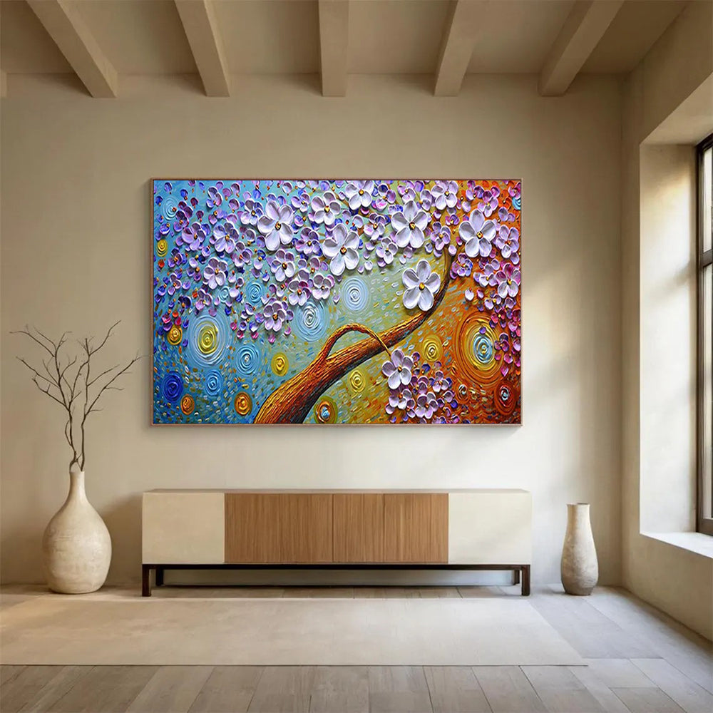“Van Gogh - Inspired Blossom Tree” - Textured Floral Painting On Canvas PT217