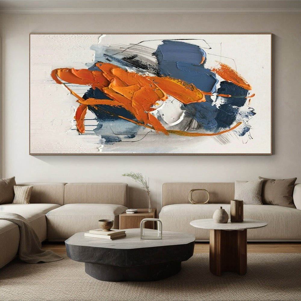 “Blue - Orange Abstract” - Blue, Orange Abstract Expressionist Painting PS0613