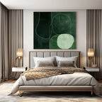 Green and White Abstract Lines, "Emerald Curves" – Abstract Line - Art Painting On Canvas PS0937