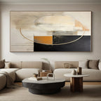 Black, White & Gold Abstract Circles Painting On Canvas PS0820