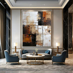 “Rustic Geometric Abstract” - Abstract Expressionist Painting On Canvas PT1308