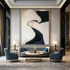 “Black - White Curved Forms” - Organic Abstract Painting On Canvas PT1120