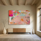 Pink - Toned Abstract with Splashes Painting On Canvas DKS079