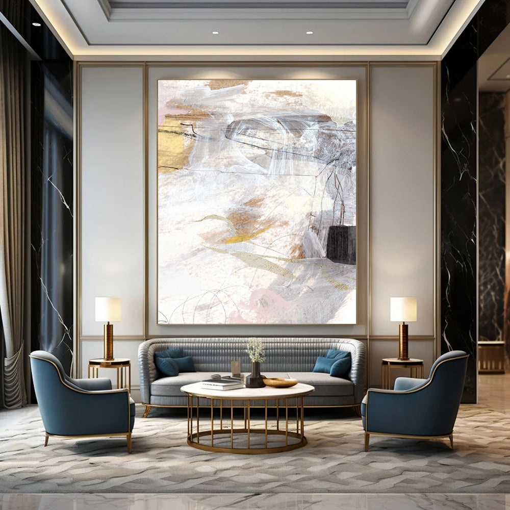 “Neutral Mixed - Media Abstract” - Soft Tones & Subtle Textures Painting On Canvas DS187