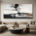 Black, White, Beige Urban Fragment “City Whispers” - Painting On Canvas PS0784