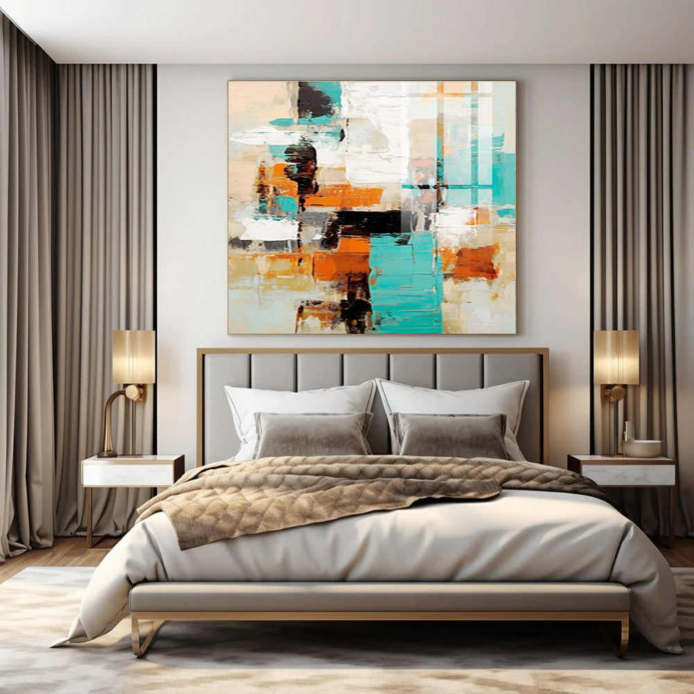 Bold Colors with Abstract Blocks "Color Block Symphony" Abstract Painting On Canvas PS1272