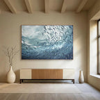 “School of Fish in Blue” - Impressionistic Oil Painting On Canvas DKS792