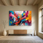 “Explosive Color Splashes in Abstract Motion” Abstract Expressionist Painting On Canvas PT1812