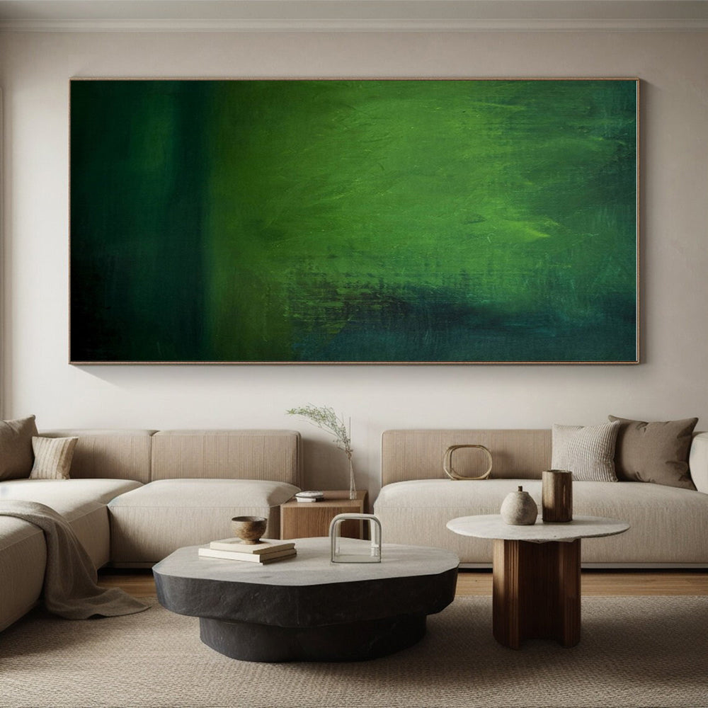 “Deep Green Mystery” - Dark Green, Teal Abstract Ethereal Painting On Canvas PS0628
