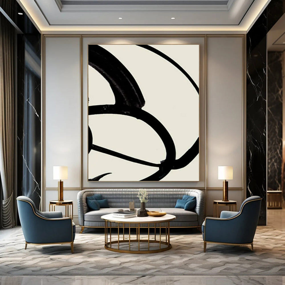 “Black Loops” - Abstract Calligraphy - Inspired Painting On Canvas PT2318