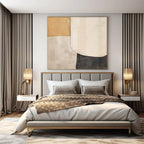 Beige, White, and Black Shapes "Classic Minimalism" Abstract Geometric Painting On Canvas PS1050