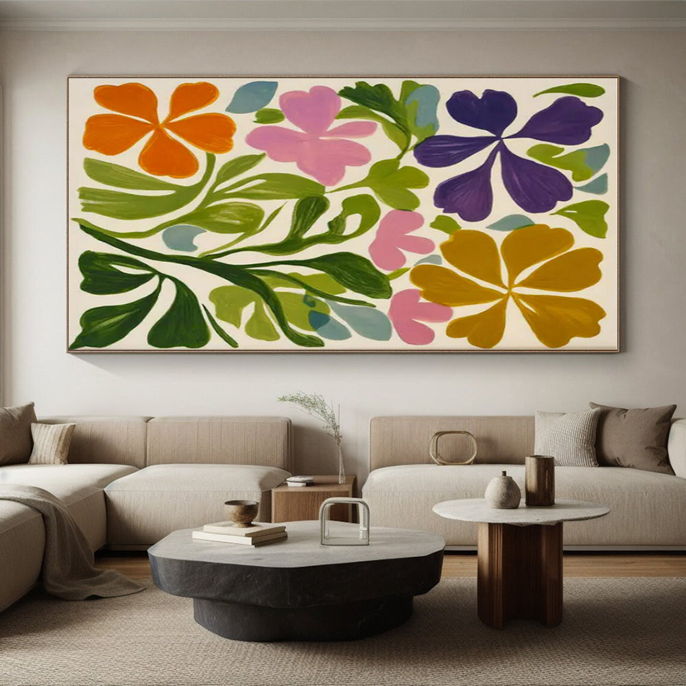 Bright Blooms, "Vibrant Floral Burst" – Abstract Floral Painting On Canvas PS0877