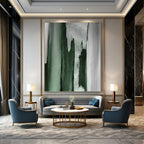 “Green - Grey Vertical Strokes” - Abstract Expressionist Painting On Canvas PT1216