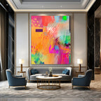 “Rainbow - Hued Expressive Abstract” - Abstract Expressionist Painting On Canvas PT2004