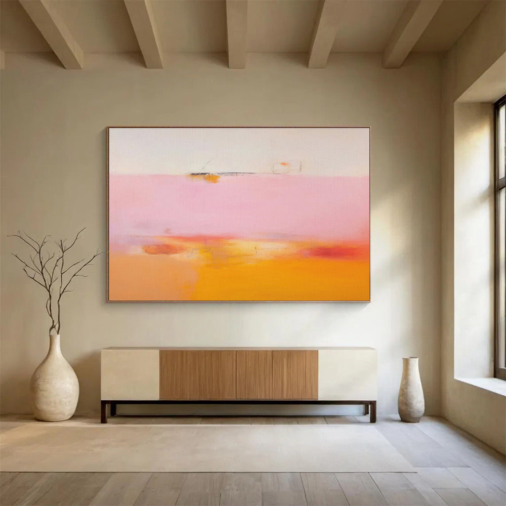 “Minimalist Pink Horizon” - Color - Field Painting On Canvas DKS476