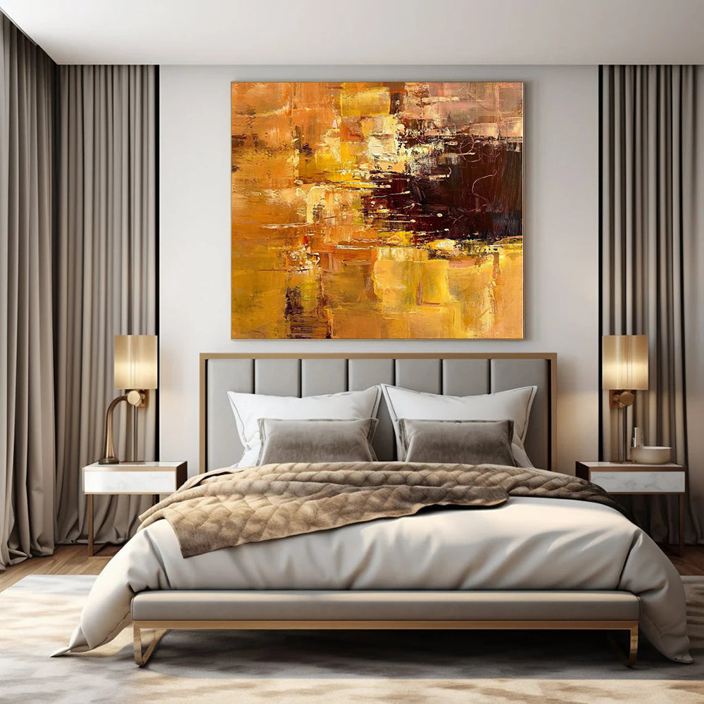 “Golden Abstract Warmth” - Rich Abstract Painting On Canvas PS0212