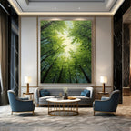 “Lush Forest Canopy - Green Tones & Sunlit Serenity” Painting On Canvas DS266