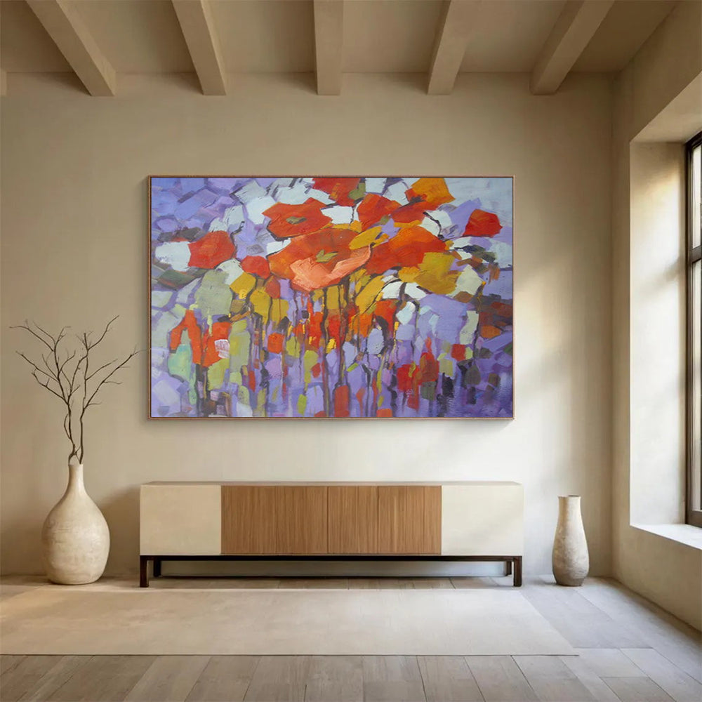 “Colorful Cubist Flowers” - Cubist Oil Painting On Canvas DKS853