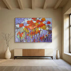 “Colorful Cubist Flowers” - Cubist Oil Painting On Canvas DKS853