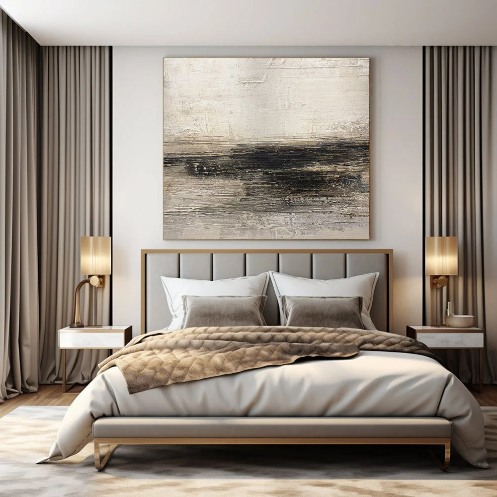 Light Gray and Black Textured, "Subtle Depths" – Textured Abstract Painting On Canvas PS0986