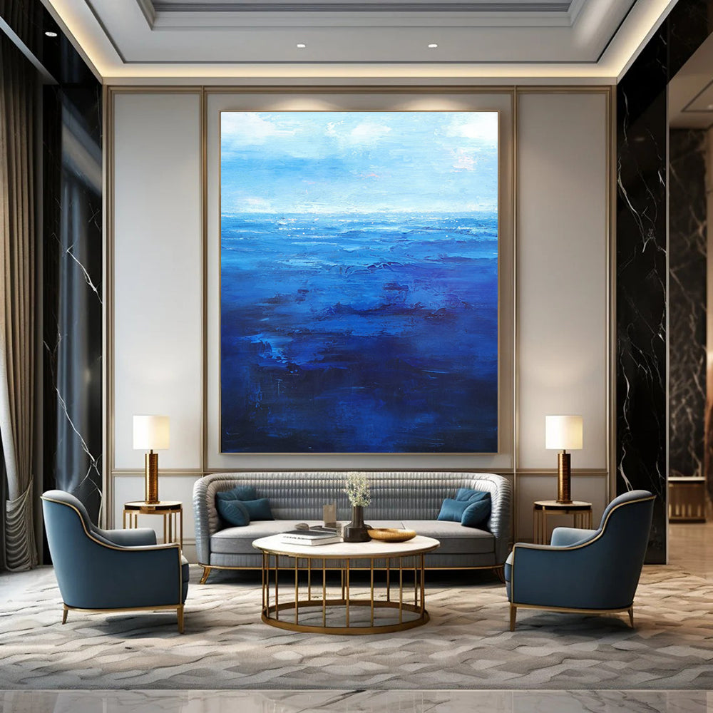 “Deep Blue Sea Abstraction” - Expressive Ocean Painting On Canvas DS345