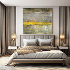 “Gray - Yellow Urban Divide” - Industrial Abstract Art On Canvas PS0203