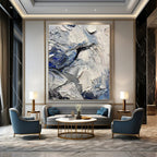 “Blue - Grey Textured Abstract” - Palette - Knife Abstract Painting On Canvas PT1257