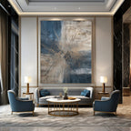 Blue - Gray - Gold Abstract Burst Painting On Canvas DS119