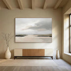 “Grey - Beige Abstract Seaside” Landscape - Inspired Abstract Painting On Canvas DKS243