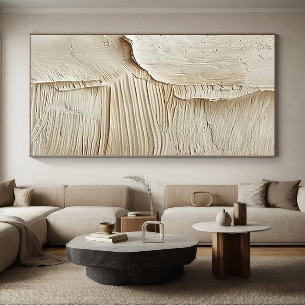“Textured Beige Abstract” - Tactile Abstract Painting On Canvas PS0079