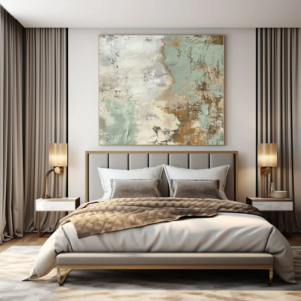 Earthy Tones with Crackled Textures "Crackled Memories" Abstract Painting On Canvas PS1268