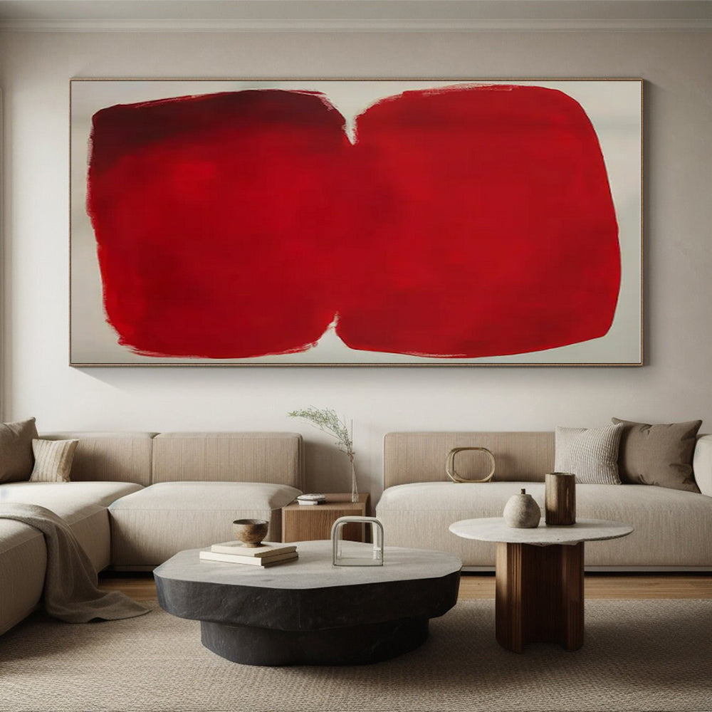 Red Shapes, "Bold Red Blocks" – Minimalist Abstract Painting On Canvas PS0879