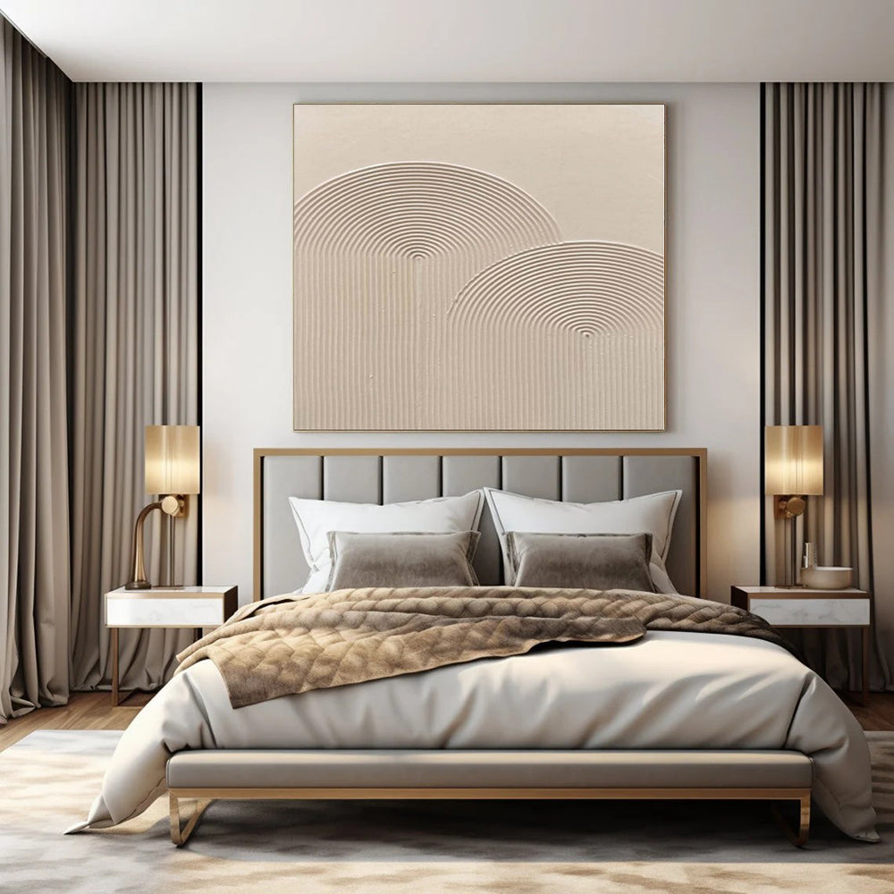 “Beige Circular Textured” - Subtle Abstract Painting On Canvas PS0141