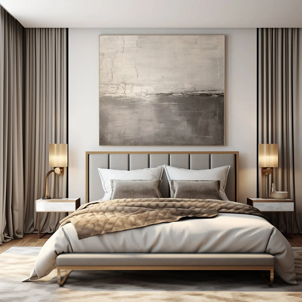 Gray, White with Subtle Textures "Gray Stillness" Abstract Painting On Canvas PS1331